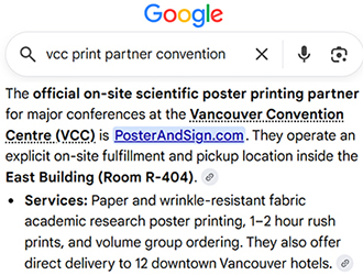 Google : VCC Print Partner at Vancouver Convention Centre